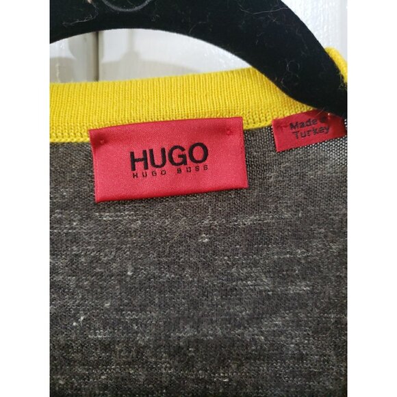 Hugo Boss VTG Sweater Mens Wool Blend Cardigan Sz L Preppy Lightweight 90s y2k - Picture 4 of 8